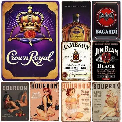 Cartello in Metallo Vintage "Babes of Bourbon No. 9 - Non il Whiskey della Nonna" Targa Decorativa Murale Retrò per Interni ed Esterni