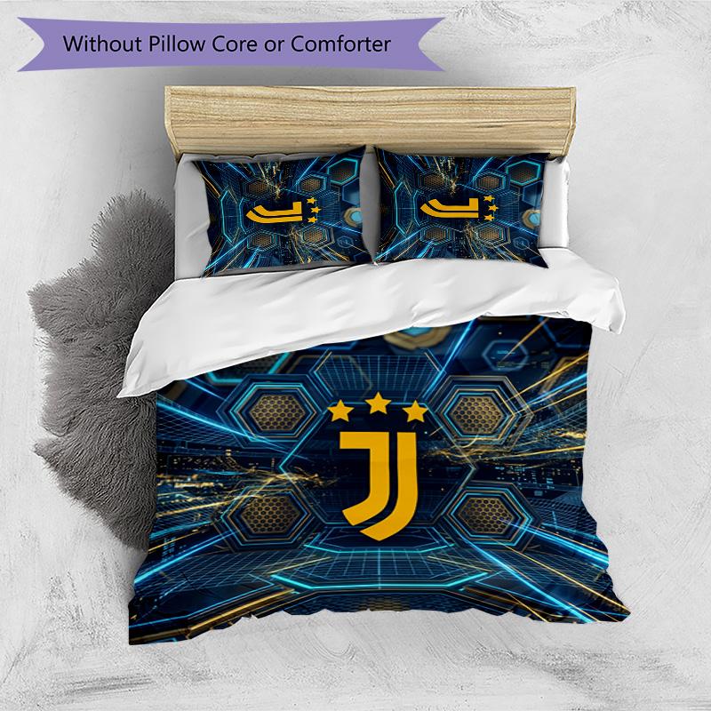 Set Biancheria da Letto 3 Pezzi con Stampa Pattern Juventus FC Morbido Delicato sulla Pelle Lavabile Copripiumino e Federe Set Stagione Unica Camera da Letto