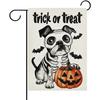 Halloween Ghost Dog Decorative Garden Flag | Trick or Treat Boston Terrier Skeleton Skull Yard Outside Home Decoration, Funny Pet Pumpkin Bats, Outdoo