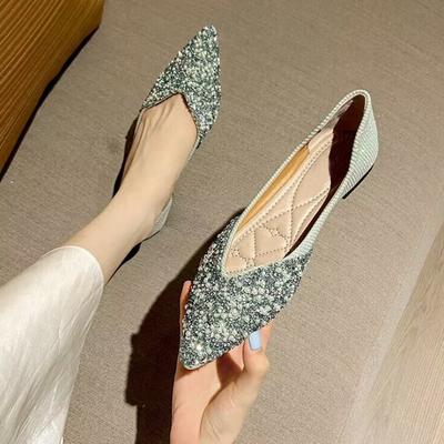 Comfortable and Elegant Pearl Pointed Toe Woman Flats Korean Style Offer Y2k Wholesale Spring Low Price Slip-on Shoes for Women