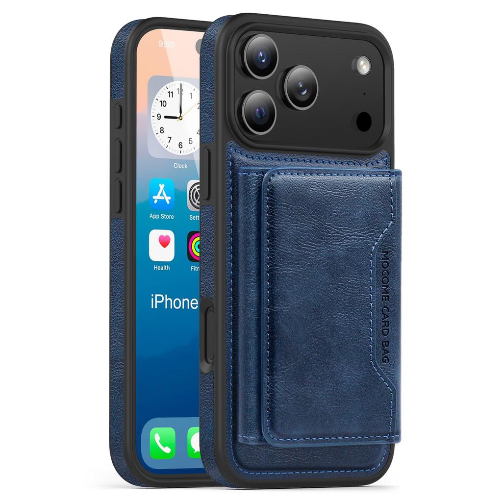 For iPhone 17 Pro Case Compatible with MagSafe Leather Back Phone Cover with Detachable Card Bag