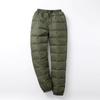 Women Men's Down Pants Winter High Waist Warm Straight Female Casual Trousers
