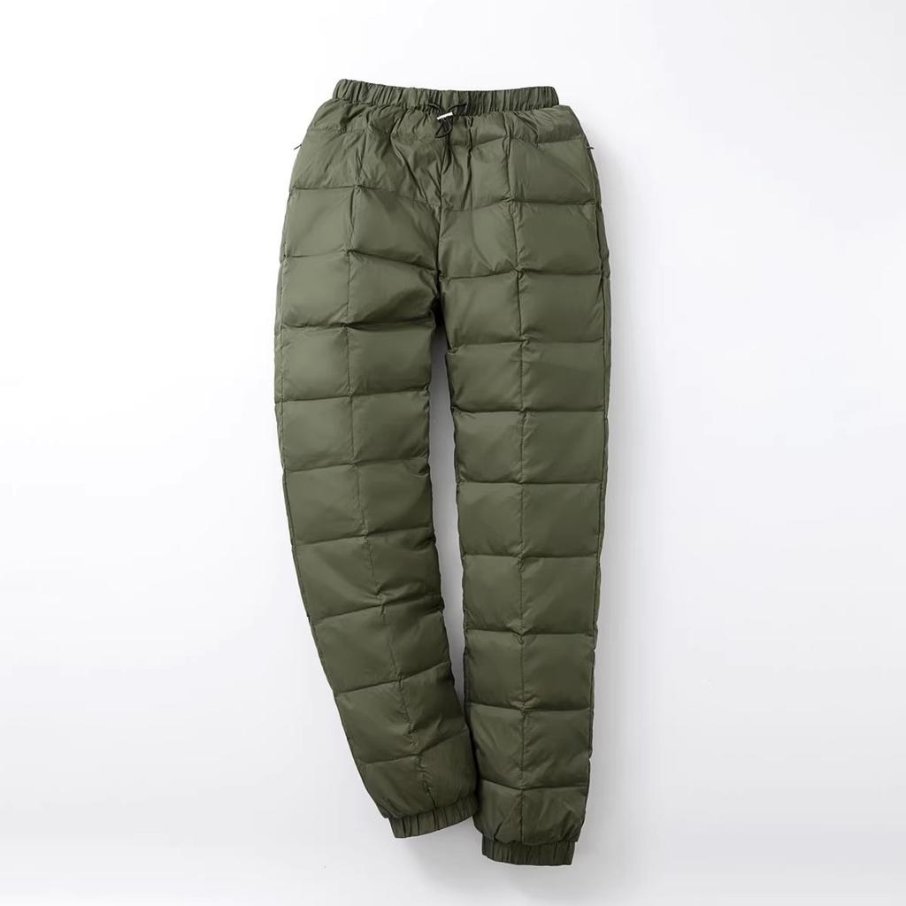 Women Men's Down Pants Winter High Waist Warm Straight Female Casual Trousers