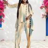 Women Plus Size Round Neck Printed Long Sleeve Layered Top Long Pants Two Piece Set