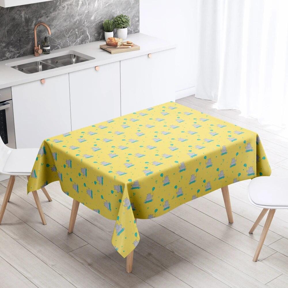 Cartoon Floral Tablecloth Home Decor Anti-Stain Waterproof Table Decoration Rectangular Kitchen Fireplace Countertop