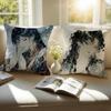Elegant Nine Phases of Ink Painting Art Cushion Cover Pillowcase Antidustmite Invisible Zipper Short Plush Sofa Cushion