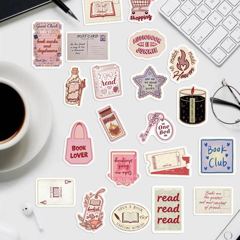 50Pcs Bookish Graffiti Stickers, Luggage Speakers, Skateboards, Water Cups, Label Stickers
