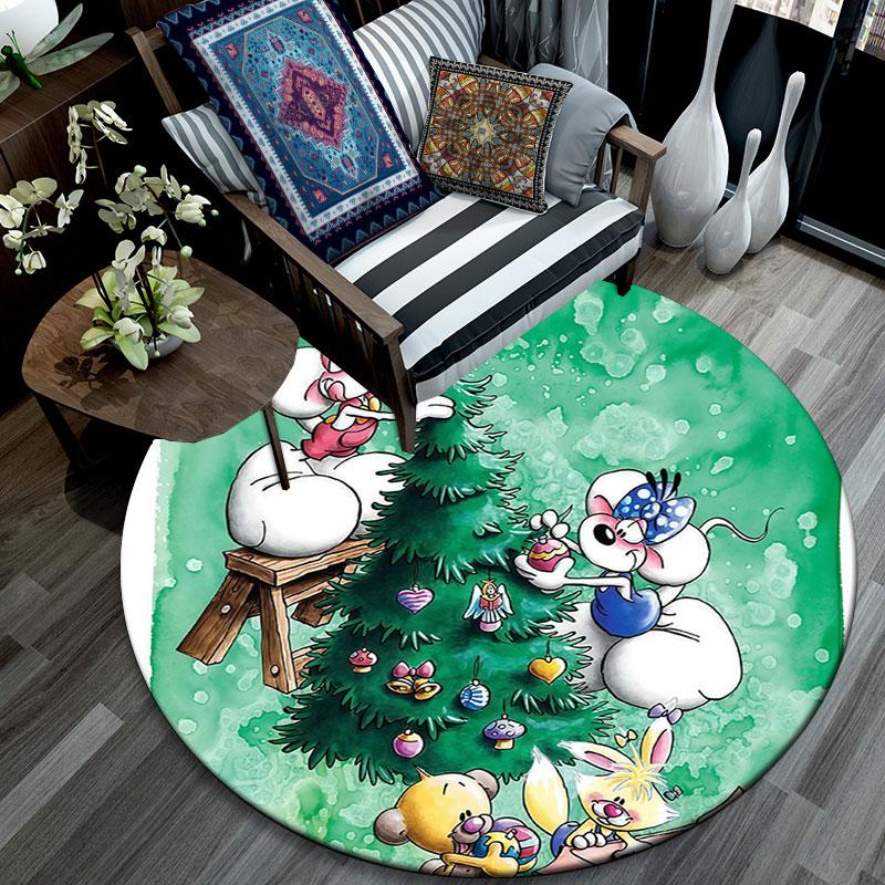 Diddl the Jumping Mouse3,Round Area Rug,Carpet Rug for Living Room Bedroom Sofa Playroom Decor,Non-slip Floor Mat