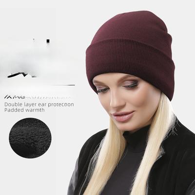 Autumn and Winter Solid Color Soft Knitted Hat for Women Korean Style Sports Big Head Wool Hat American Ear Protection Warm Cold Hat Men