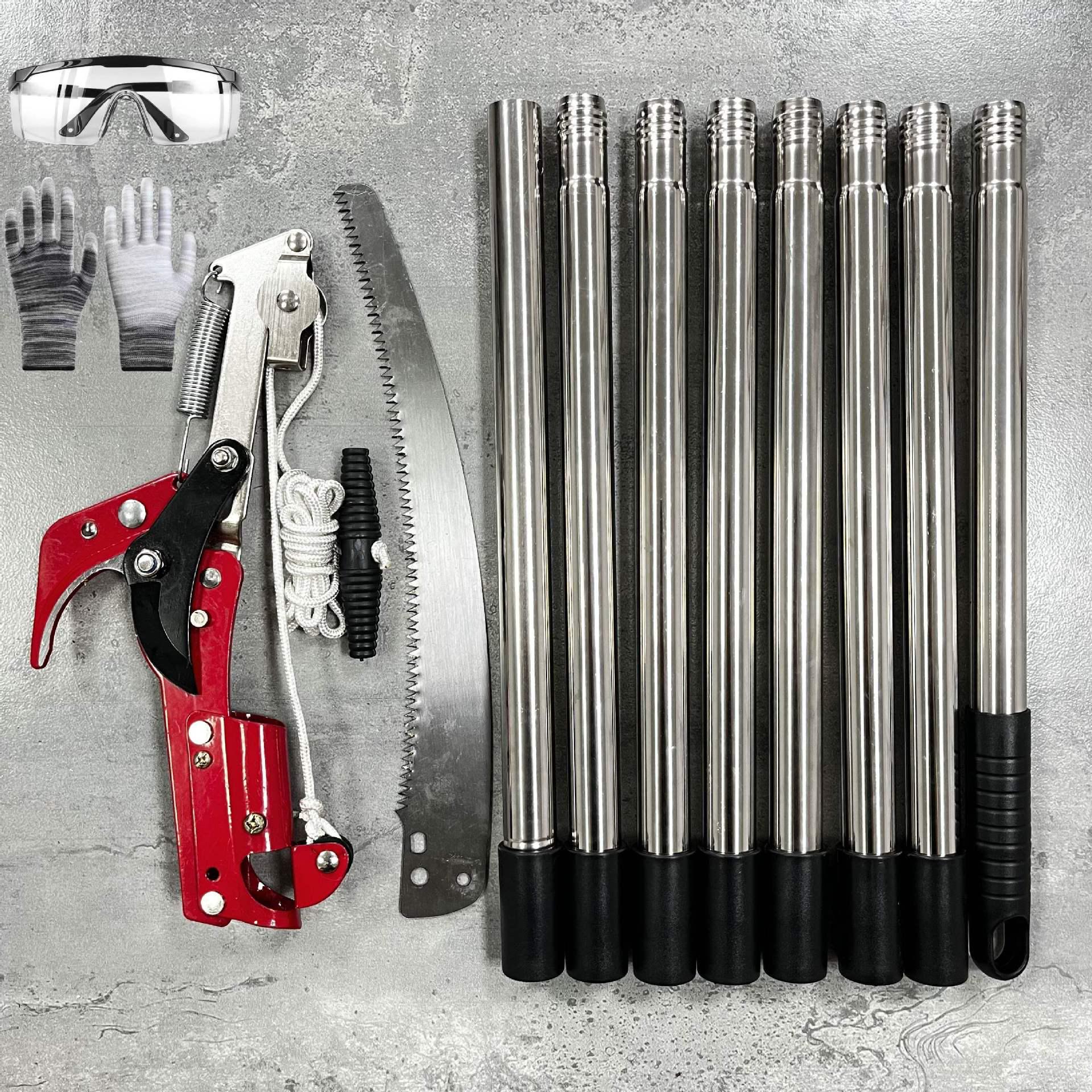 Высотный садовый секатор и пила: Система шкивов двойного назначения с тяговым тросом для легкой обрезки