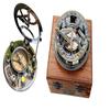 set of 2 -Personalized Brass Nautical Sundial Compass with Handmade Wooden Box