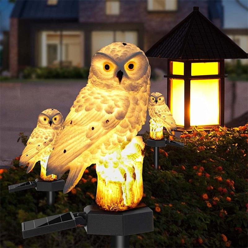 Solar Owl Ground Light LED Outdoor Courtyard Lamp Garden Light Waterproof Stake Light Pathway Decor Solar Patio Ground Lantern