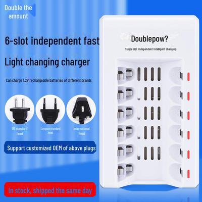 Smartes Doppelladegerät Nein. 5/7: 6-Schlitz 1,2V AA Wiederaufladbares Batterieladegerät mit adaptiver Beleuchtung