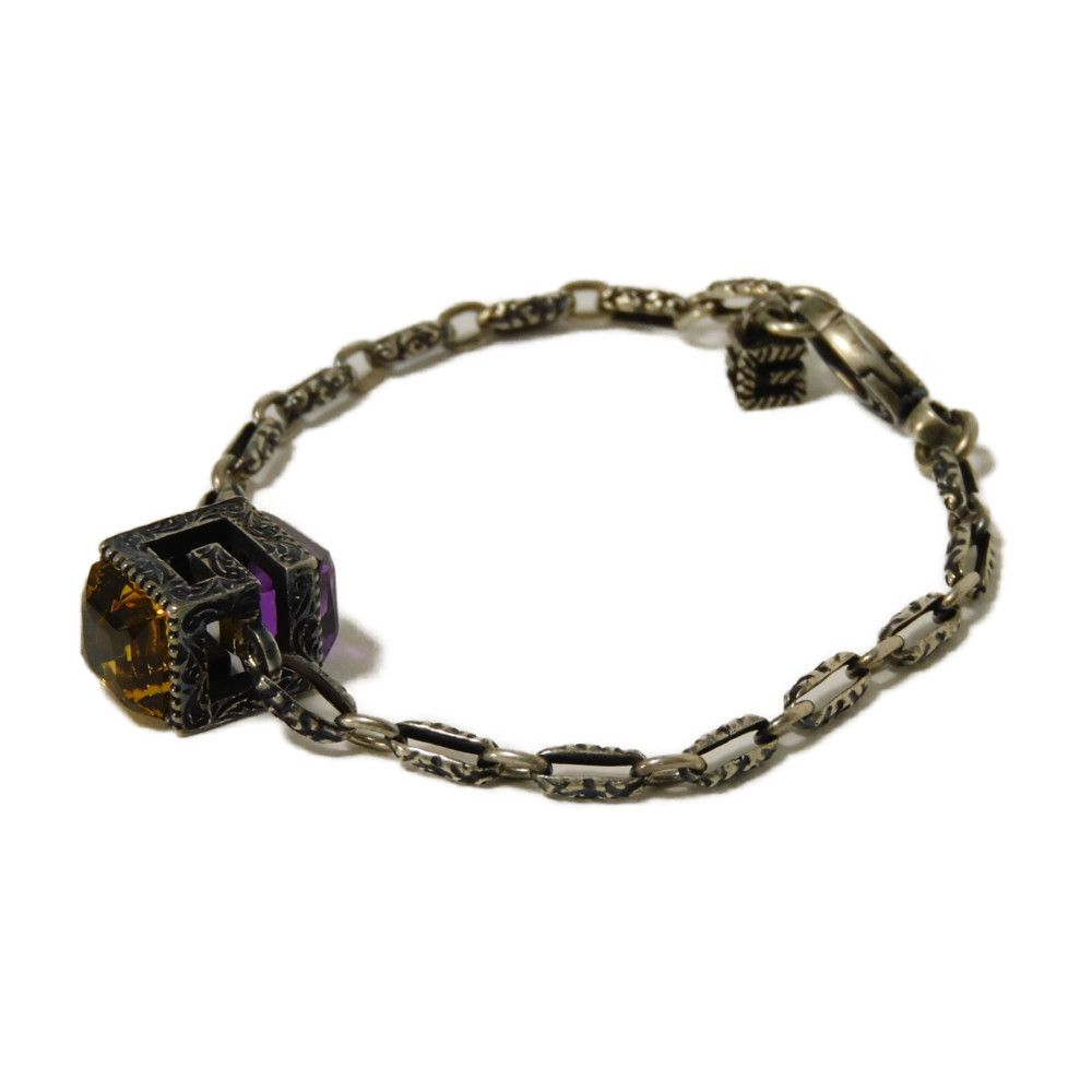 Used 9539 G Cube Crystal 550888 J7863 8192 7986 17 Square G Chain with Smoked Rhinestones, Excellent Condition