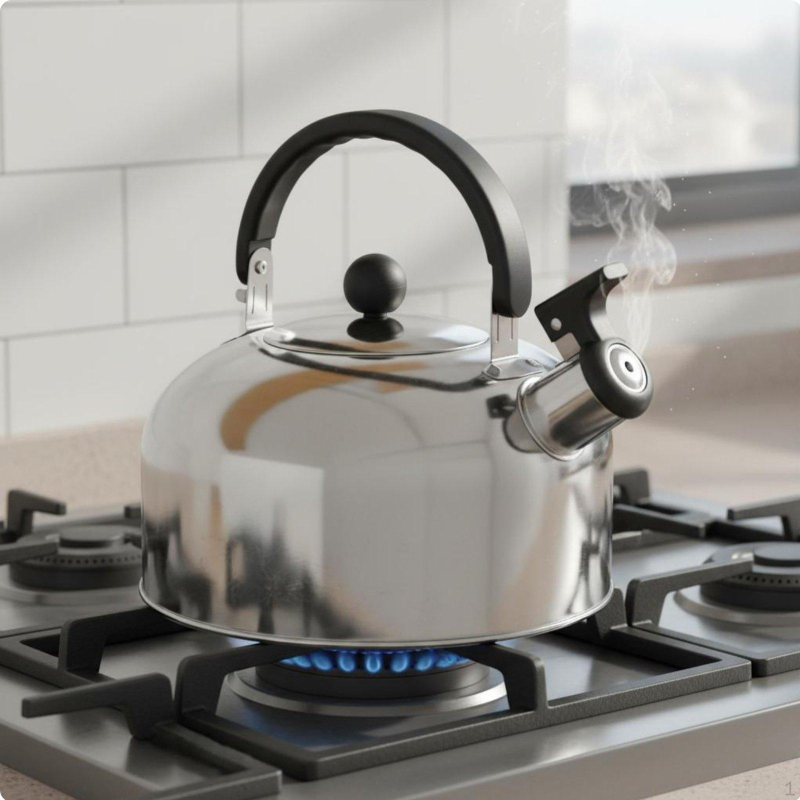 Whistling Kettle Gas and Induction Compatible Stainless Steel Tea Loud Whistle Silver