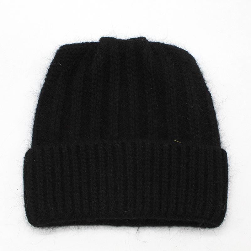 

Pure Rabbit Hair Ear Knitted Cold Hat Women S Double-Layer Warm Ear Protection Knitted Hat Japanese Versatile Wool Hat M（56-58cm）