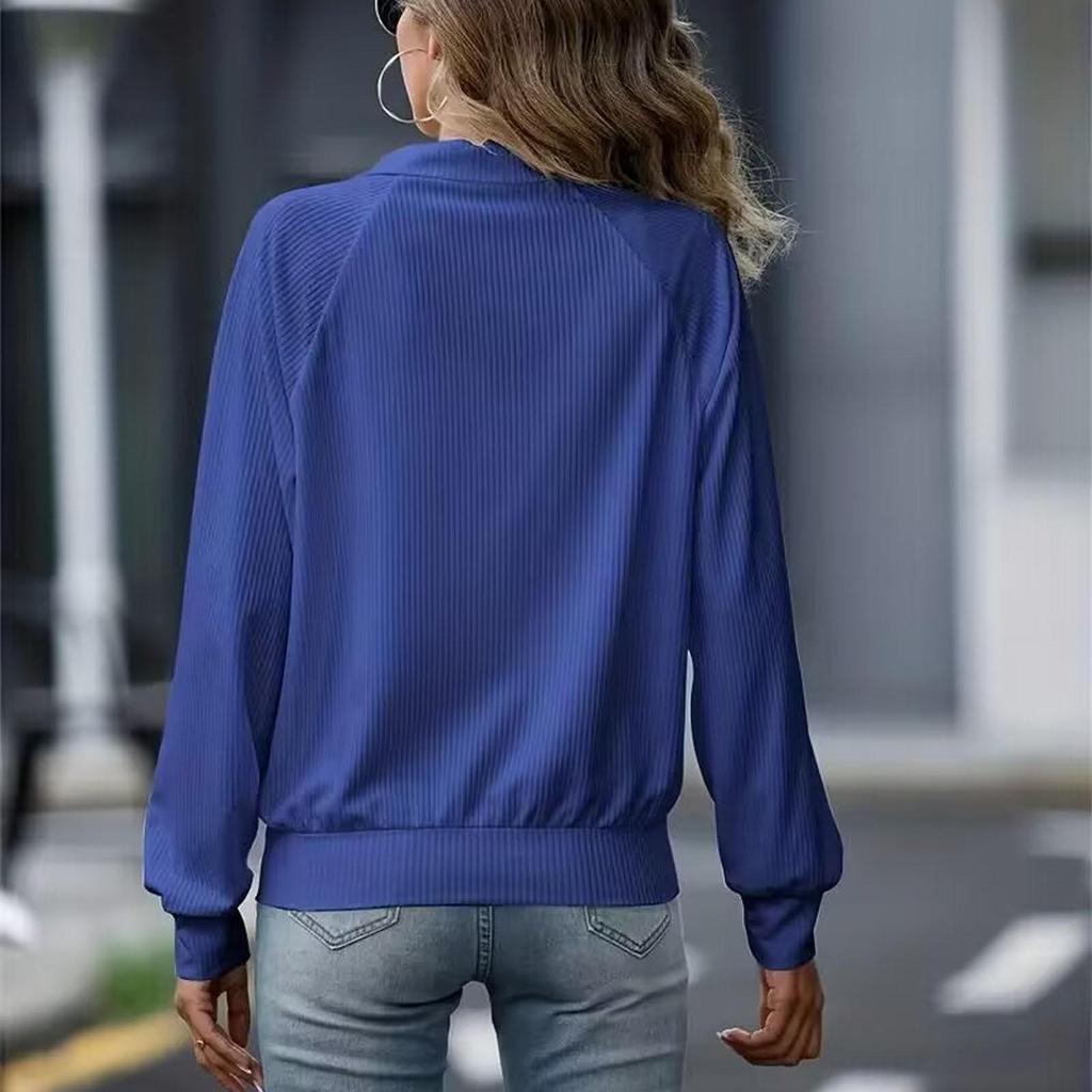 Dam Casual Enfärgad Långärmad Lös Stickad Jacka med Dragkedja Lös Jacka