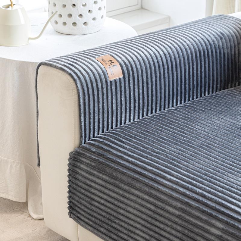 Pruhy Jacquard Umělá králičí kožešina Protiskluzový plyšový potah na pohovku Immation Fur Couch Potah na polštář do obývacího pokoje Teplý přehoz
