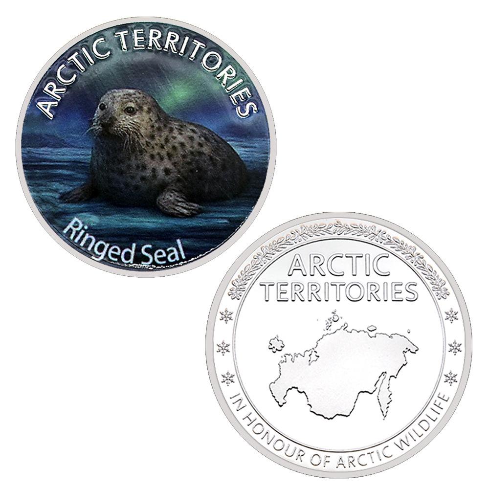 

Arctic Territory Series, Collectible Coins, Polar Bear, Seal, Fox, Deer, Whale, Arctic Animal Commemorative Coins