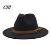 Outdoor Hiking Headwear Wool Felt Fedora Hat, Unisex Panama Hat with Faux Leather Band, Casual Daily Wear Wide Brim Vintage Trilby for Women