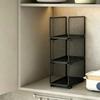 Stackable Kitchen Cabinet Organizer Rack, Iron Mesh Storage Shelf for Plastic Wrap, Paper Rolls and Boxed Supplies