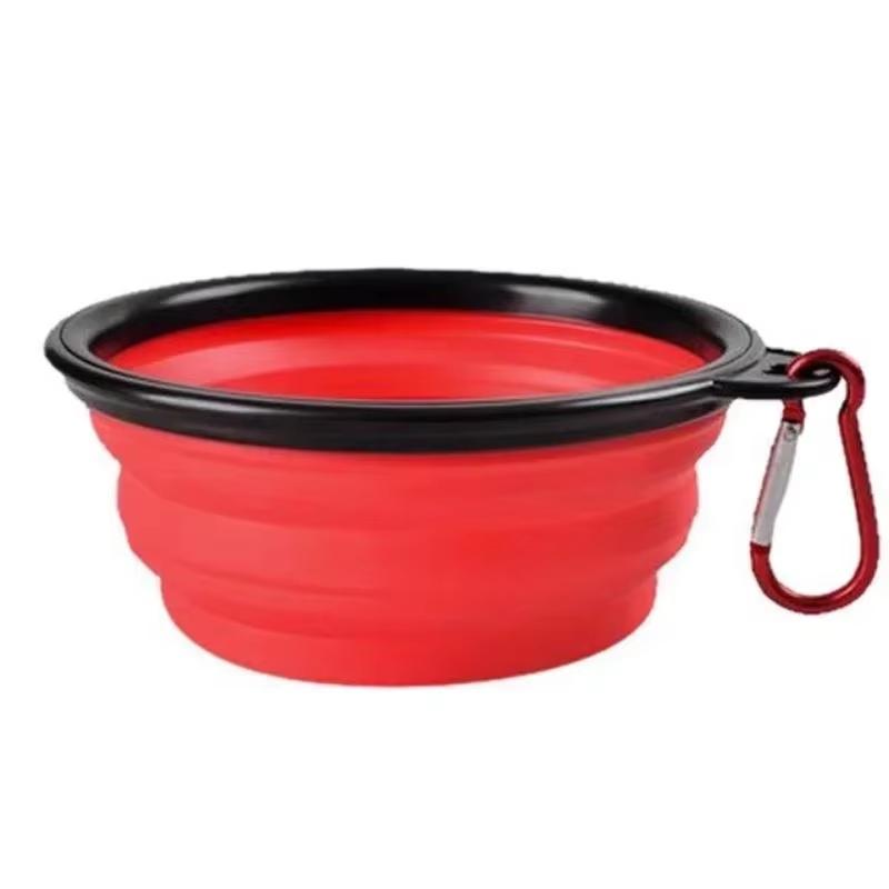 

350ML Dog Food Bowl Feeder Drinking Water Folding Silicone Pet Travel Bowls Foldable Cup Dish With Carabiner Pet Supplies червоний
