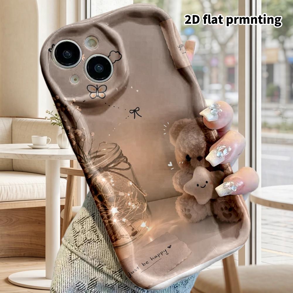 Phone Case: 2D Flat Design Suitable for iPhone 18 17 16 15 14 13 Pro Film Protective Case, Couple Style, Plush Little Bear, Christmas and Halloween Gi