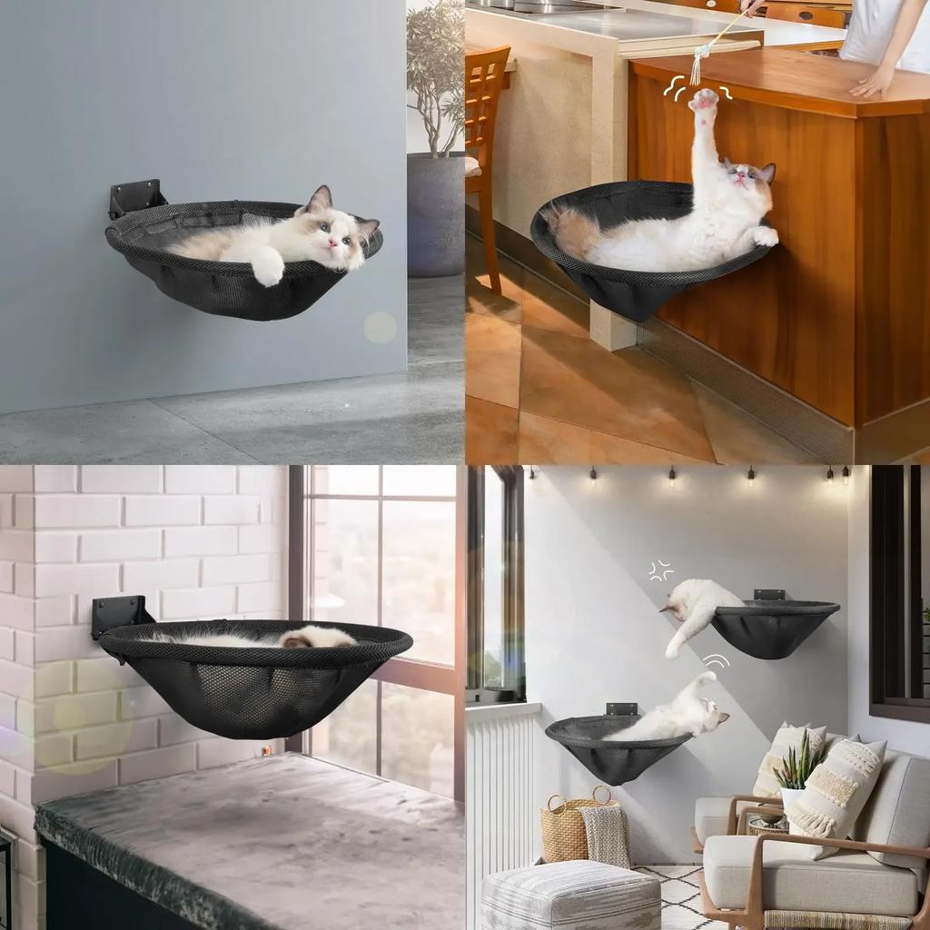 Katzen Hängematte Wandmontiert Faltbar & Stabil Katzenbetten - Atmungsaktive Katzen Wandregale zum Schlafen, Spielen, Klettern und Entspannen