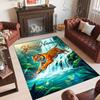 Leopard Theme Crystal Velvet Floor Rug Personalized Custom Name Text Warm Carpet Home Decoration