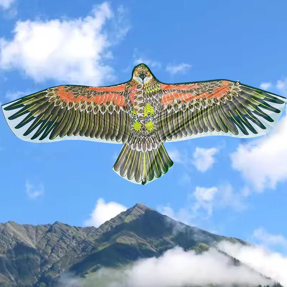 1.1M Emulation Flying Hawk Kite Large Eagle Flying Bird Kites Garden Scarecrow Yard Kite Scaring Device Sports Diy Toy