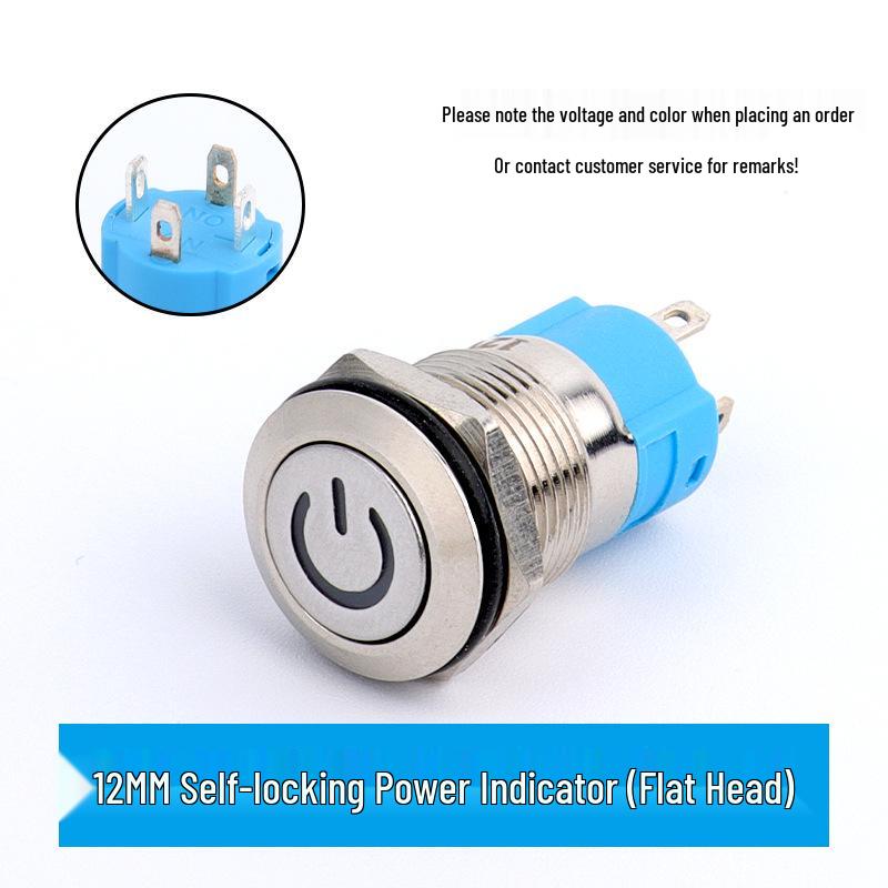 LED Ring Metal Push Button Switch: 12mm, 16mm, 19mm, 22mm - Momentary & Latching Options