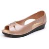 Dames Zomer Nieuwe Platte Zool Holle Open Neus Sandalen Zachte Zool Antislip Ondiepe Slip-On Lichtgewicht Middelbare Leeftijd Casual Sandalen