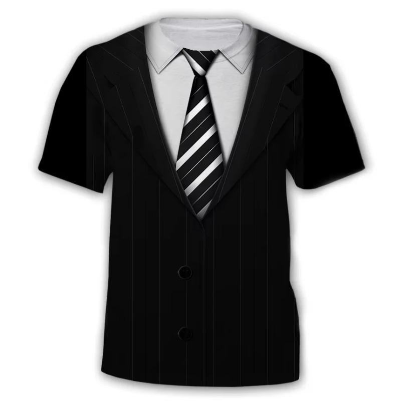 T-shirt con Stampa 3D a Righe, Collo Tondo, Maniche Corte, Moda Divertente, Nuove T-shirt Estive