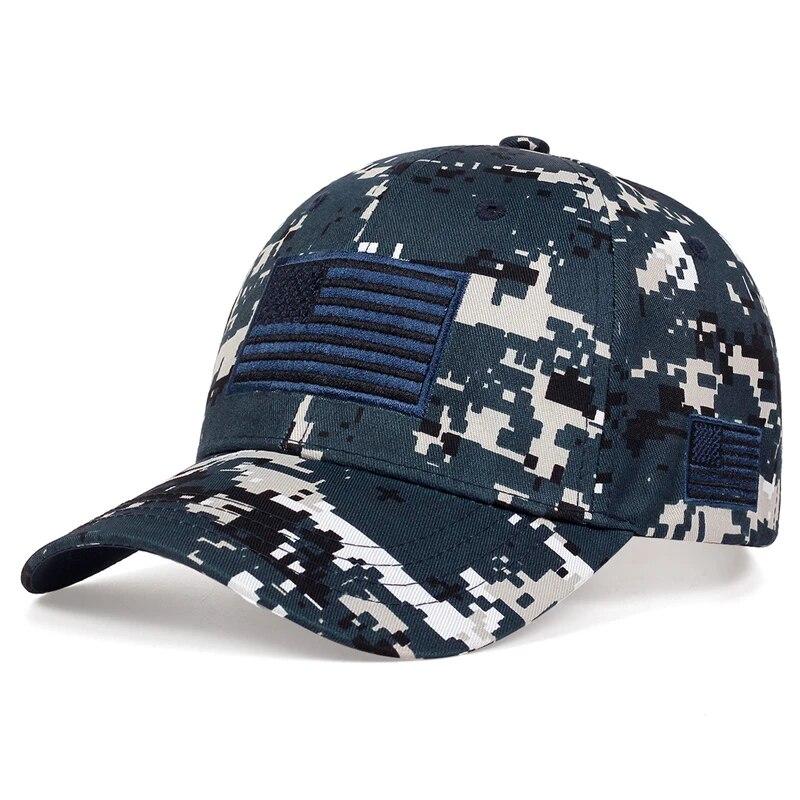 

Unisex Army Flag Of The United States Embroidery Baseball Caps Spring and Autumn Outdoor Adjustable Casual Hats Sunscreen Hat синий