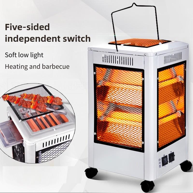 Forno Elettrico Portatile Regolazione Temperatura Tipo Barbecue Riscaldatore a Cinque Lati Sistema di Riscaldamento Domestico Ventilatore Elettrico per Riscaldamento