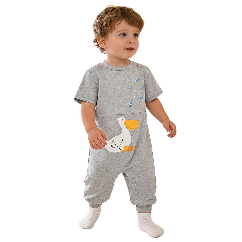 Kleinkind Baby Anpassbarer Strampler Kurzarm Reißverschluss Schrittröhre Zugang zum Füttern für Jungen Mädchen Kleidung für besondere Bedürfnisse