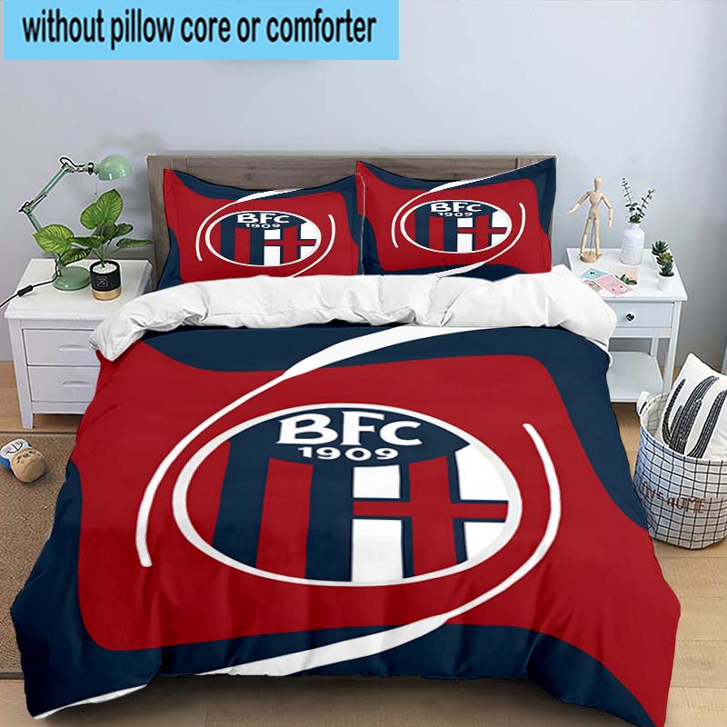3PCS Football Bologna Bedding Set,Including 1pc Duvet Cover And 2pcs Pillowcases Perfect for Bedroom, Dormitory, Fan Christmas gift