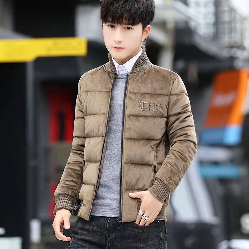 

Men Jackets Warm Cotton Coats Men Slim-fitting Short Down Jackets Men Stand-up Collar Handsome Cotton Jackets XXXL коричневый