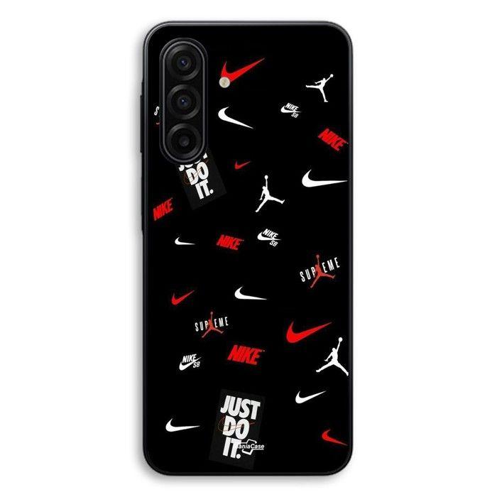 Coque de téléphone - MANIACASE - Samsung Galaxy A27 - Silicone TPU - Motif NIKE JORDAN blanc/rouge - Noir