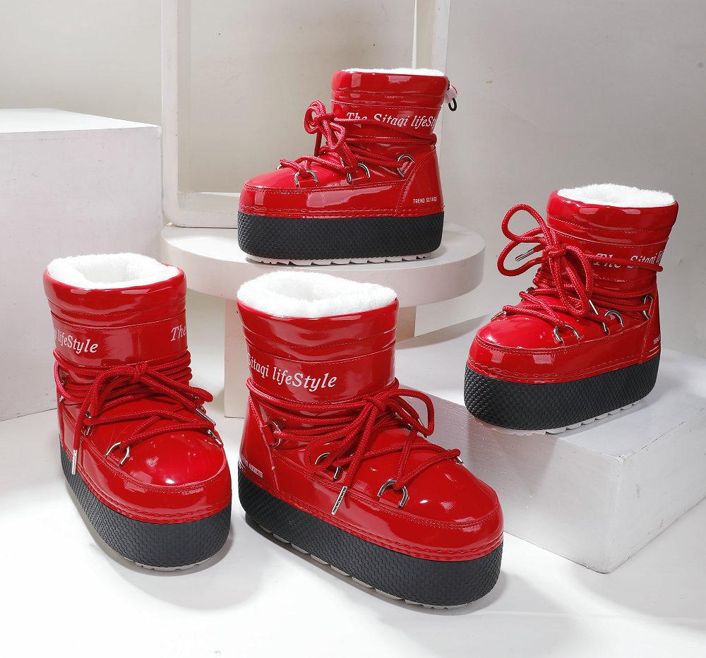 Nine-color snowflake custom parent-child space boots travel skiing moon sneakers medium tube waterproof, warm and cold-resistant snow boots