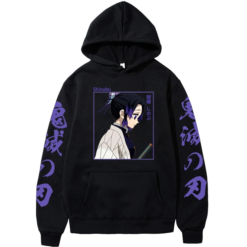 Demon Slayer Japan Anime Men And Women Hoodies Long Sleeve Shinobu Kocho Plus Size Sweatshirts Unisex Autumn Winter Pullover