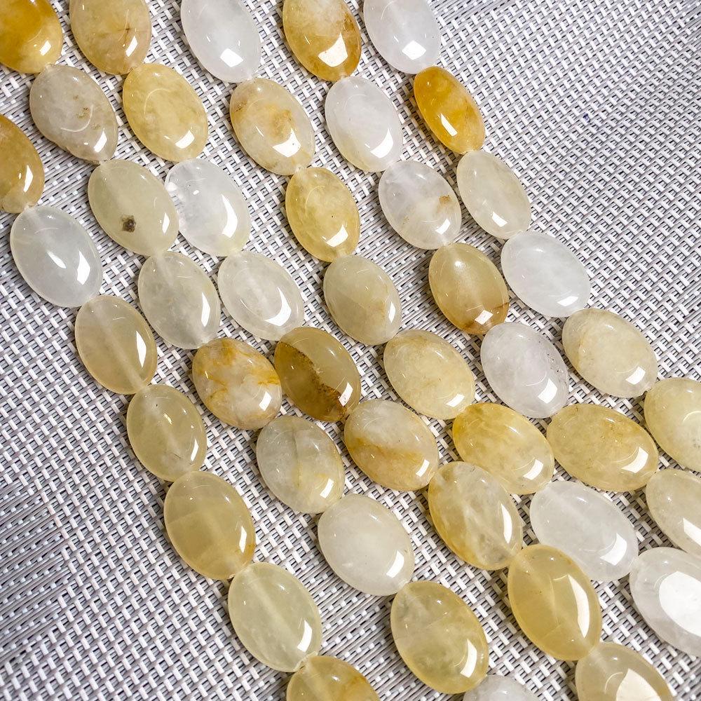Hand-Painted Natural Gemstone Oval Beads for DIY Jewelry Necklaces & Bracelets