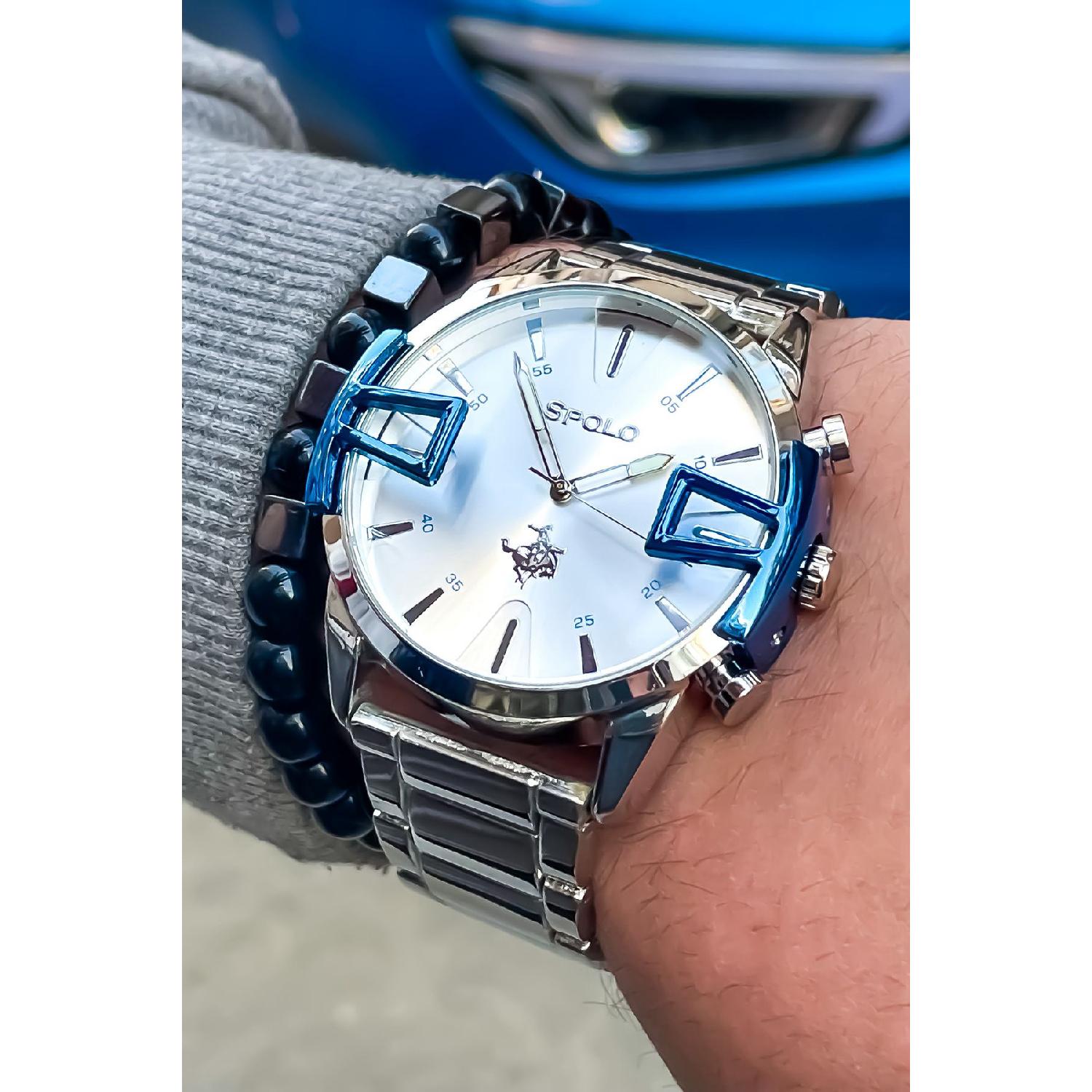 

Оригинальные мужские часы и браслет чёрный