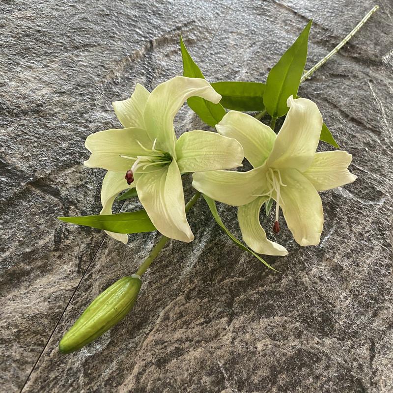 Long Pu Threehead Lily Artificial Flower Decor For Home And Photography Displays