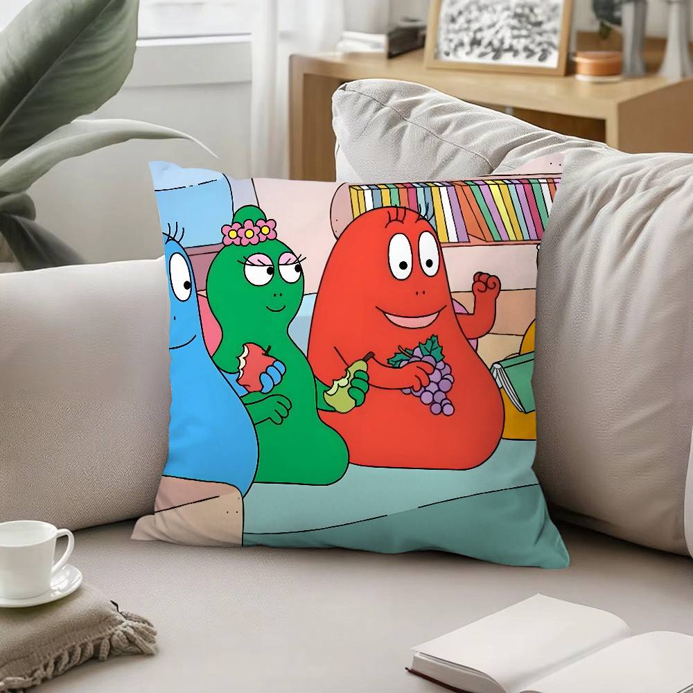 B-BarbapapaS-Cartoon Pillow Case Pattern Printed Pillowcase For Living Room Sofa Cushion Cover & Bedroom Decor