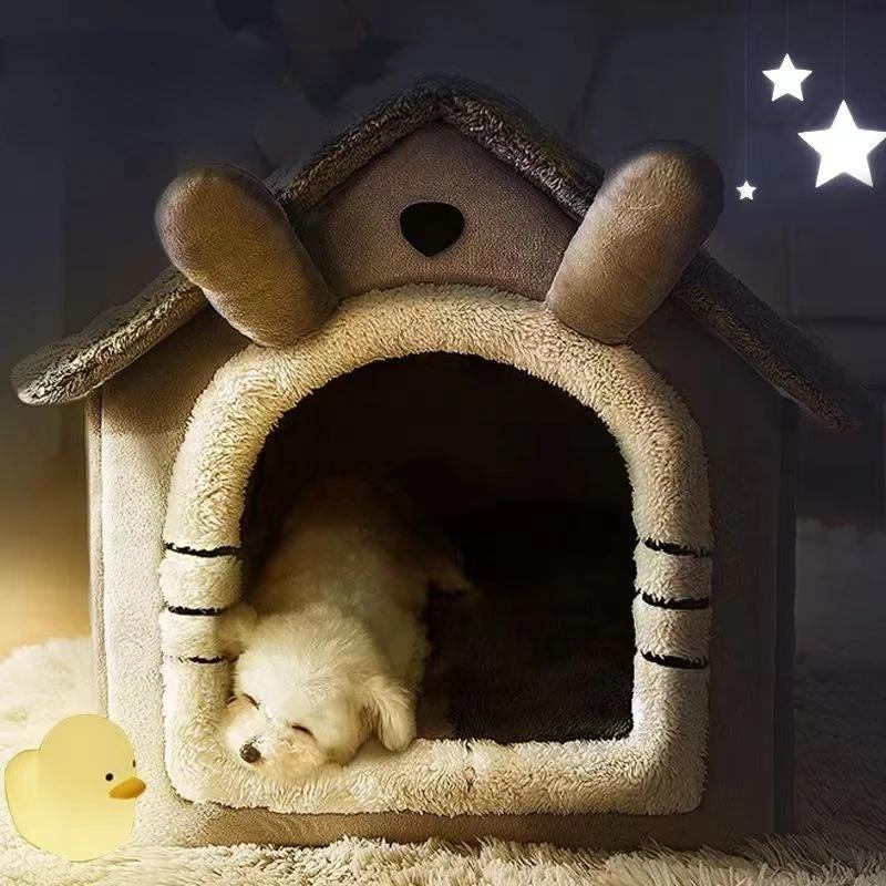 

Soft Cats Bed Deep Sleep Small Dog Winter House with Removable Cushion and Enclosed Pet Tent for Kittens Puppies and Cats S 33x30x32CM