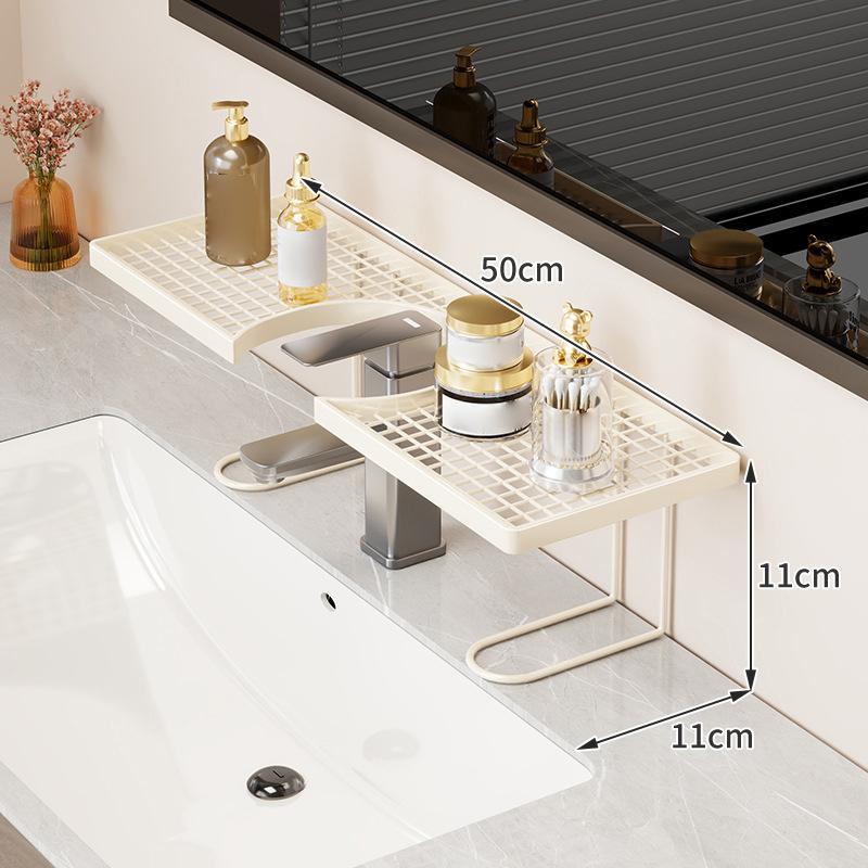 Household Mirror Front Toilet Rack Bathroom Washstand Wall-Mounted Faucet Non-Punching Sink Storage Multifunctional Fashion