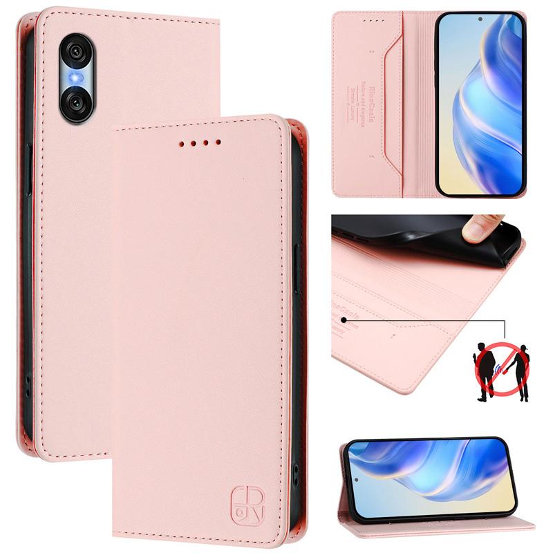 Luxusní kožené pouzdro pro Sony Xperia 10 VI/Xperia 5 VI/Xperia 1 VI/Xperia 5 V Sloty RFID blokovacích karet Stojan s magnetickou přitažlivostí Nárazuvzdorný Flip Cover