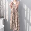 Printed women's cotton and silk nightgown large size sweet floral pajamas sleeveless loungewear summer thin can be worn outside