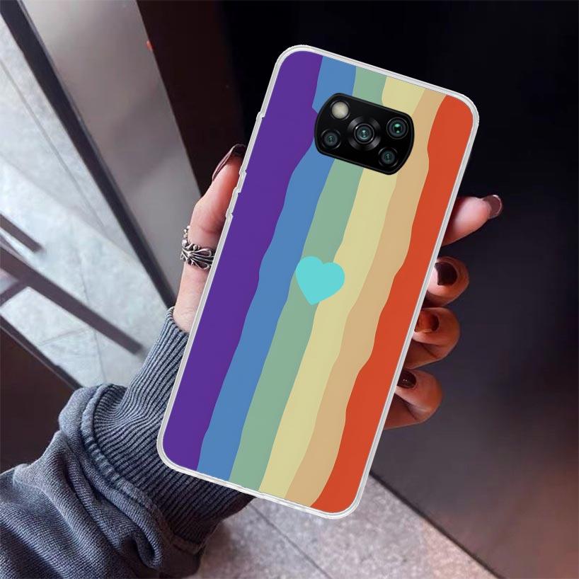 Rainbow Gradient Love Phone Case For Xiaomi Poco X5 X6 X7 Pro F7 Ultra M7 Redmi 15C 15 13C 13 12C 12 10 10C 10A 9 9C 9T 9A Cover